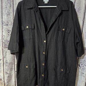 Men's Black Button-Up Shirt Jacket